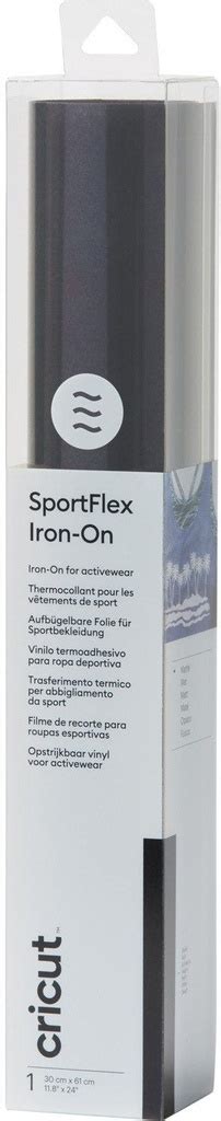 Cricut SportFlex Iron-On 30x60cm (Black); Thin and lightweight to stretch and flex on active wear; Made for tech fabrics like polyester and nylon; Features the Cricut StrongBond™ Guarantee* for long-lasting results that stick; Easy to weed and apply; use your household iron or Cricut EasyPress™
